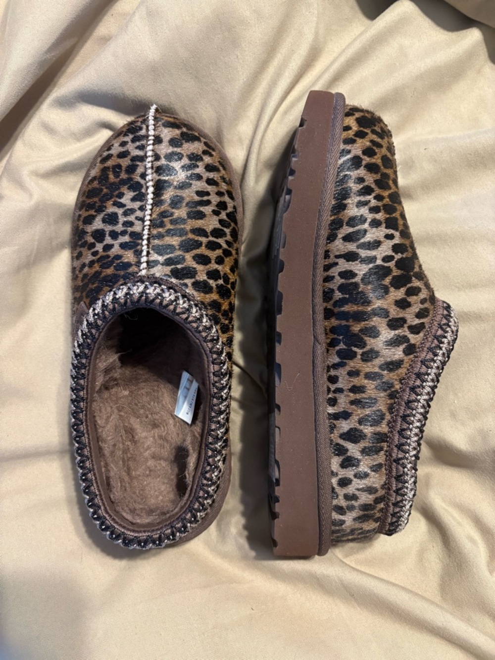 UGG Leopard Print Plush Slip-On Clogs